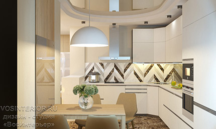 Дизайн кухни в трехкомнатной квартире П44Т