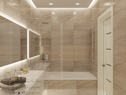 Дизайн ванной в трехкомнатной квартире