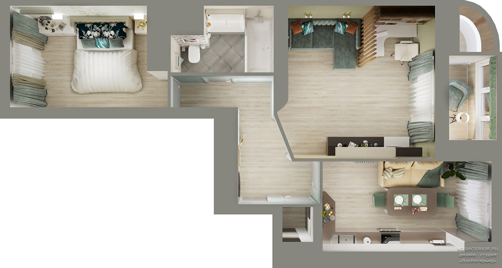 Дизайн-проект квартиры для двух человек