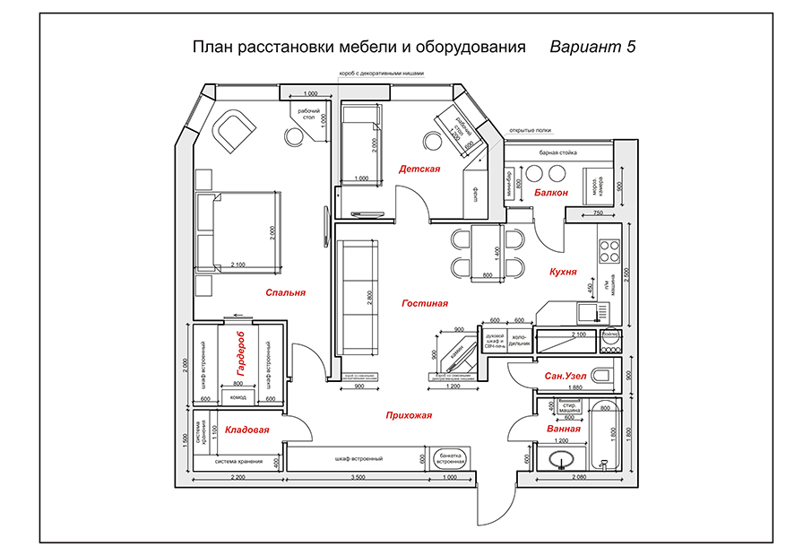 Дизайн проект интерьера двухкомнатной квартиры 80 квадратных метров