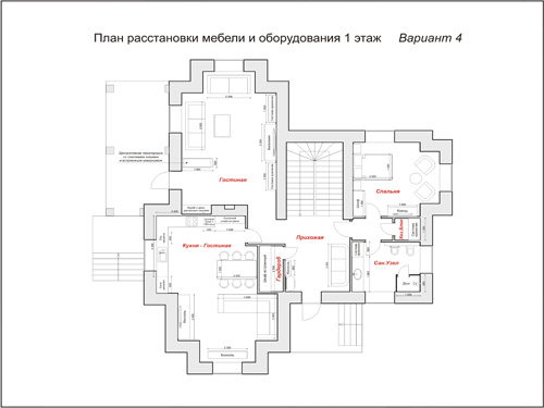 Дизайн первого этажа большого частного дома