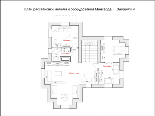 Дизайн-проект второго этажа частного дома